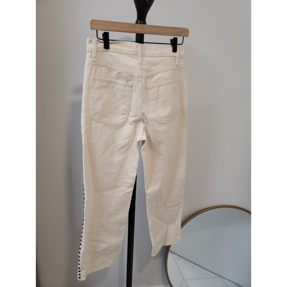 The Great. The STUDDED BILLY JEAN Women Sz 25 Natural Denim Ivory - Picture 5 of 7